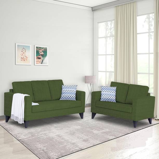 DMK Solid Sheesham Wood Framed Five Seater Fabric Sofa Set For Living Room | Office| Fabric 3 + 2 Sofa Set