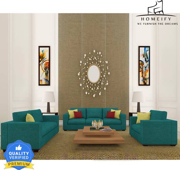 Homeify Poppy 6 Seater Living Room Sofa Set Fabric 3 + 2 + 1 Sofa Set