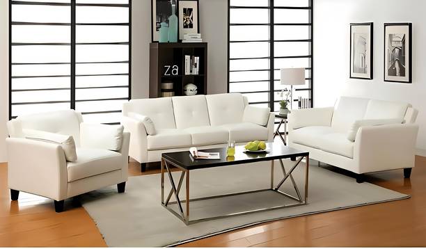 Homeify Harlow 5- to 6-Seater Sofa 3+2+1 Faux Leather Sofa Set for Living Room Leatherette 3 + 2 + 1 Sofa Set