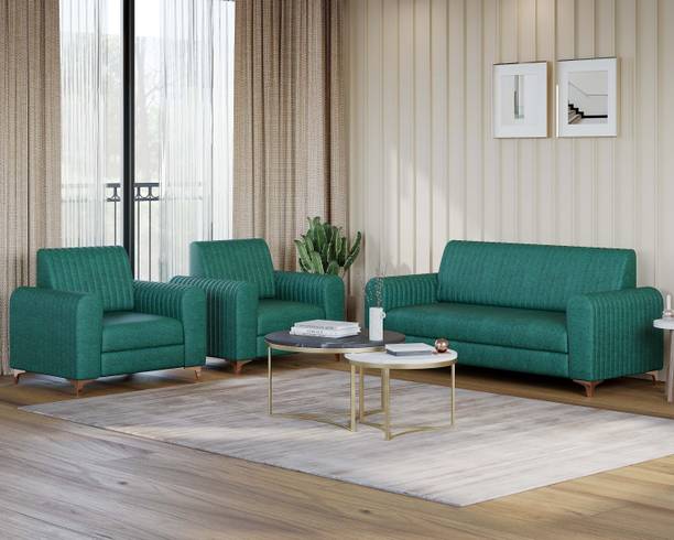 Allie Wood Fabric 3 + 1 + 1 Sofa Set