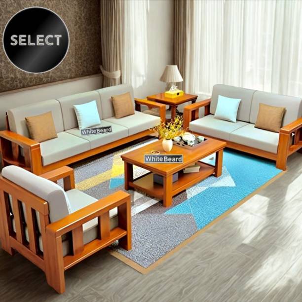 WhiteBeard Premium Sheesham Wood 6 Seater Sofa Set For Living Room/Office/Home/Guest Room/ Fabric 3 + 2 + 1 Sofa Set