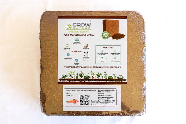 grownature COIR PITH BLOCK 1KG Soil, Manure, Potting Mixture