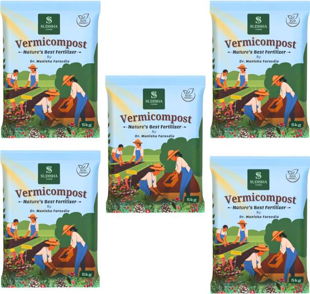 Sudisha Farms Organic Vermicompost for Plants – Nutrient-Rich Earthworm Manure 10kg Potting Mixture, Manure