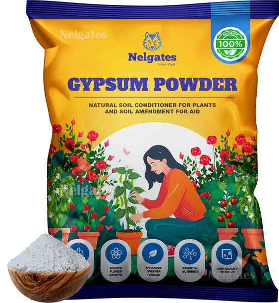 Nelgates Gypsum Fertilizer for Plants Gypsum Powder for Plants Flower and Fruit Fertilizer