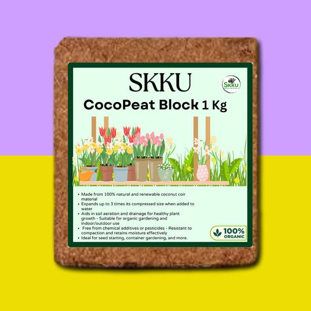 SKKU Cocopeat Block for Plants Expands 100% Natural Manure (1 kg, Cake) Potting Mixture
