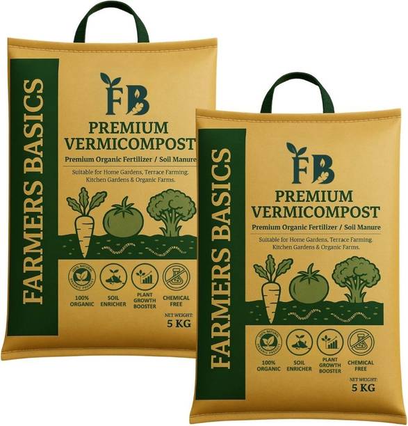 Farmers Basics Premium Vermicompost Fertilizer, Manure, Potting Mixture, Soil