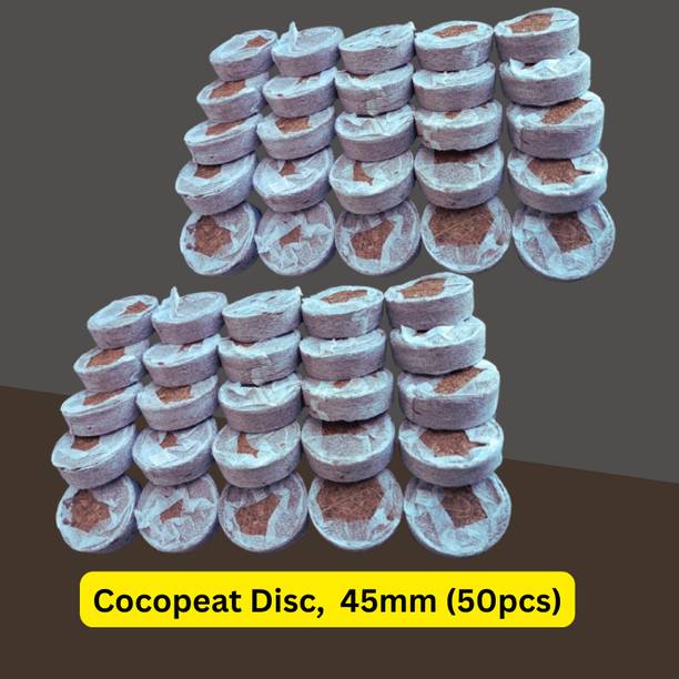 hinatanursery Cocopeat Discs - 45MM, 50 pcs, Coir Seedling Disc, Hydroponic substrate Potting Mixture