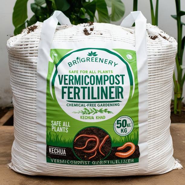 BriGreenery 50kg Vermicompost Fertilizer for Flowering Plants Manure