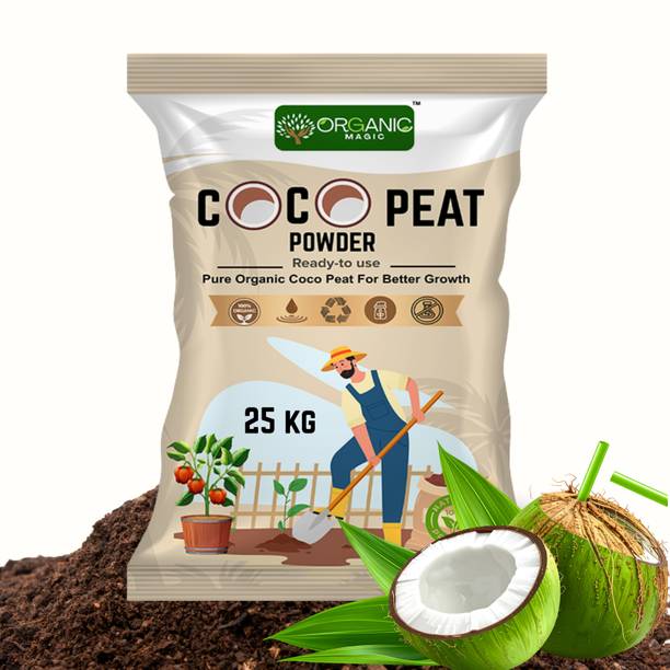 Organic Magic 25kg Naturally Cocopeat for Garden Plants Potting Mixture Manure