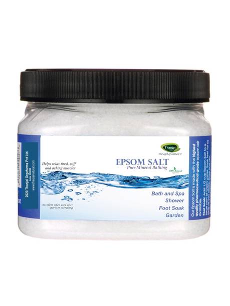 THANJAI NATURAL Epsom Bath Salt 1kg Jar For Relaxation Muscle Relief | Relives Aches & Pain | Bath and Feet Soak | Plant Growth | For Green Gardens