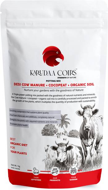 KARUDAACOIRS Desi Cow Manure + Cocopeat + Organic Soil Potting Mix Fertilizer for Plants Manure