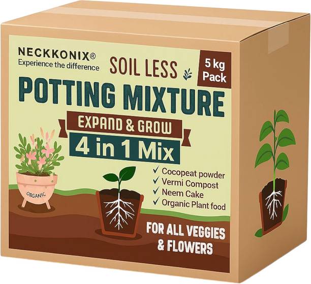 Neckkonix BOX WITH Cocopeat-2kg,Vermicompost-2kg,Neem Cake-500gm,Plants Food-500gm Potting Mixture, Fertilizer, Manure, Soil