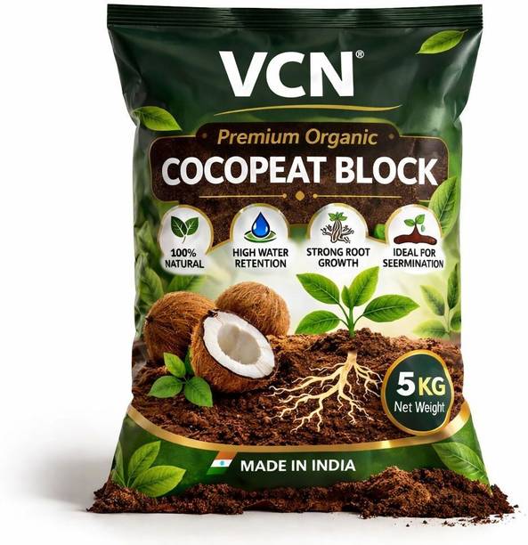 vcn Organic Cocopeat Block High Water Retention Ideal for Seed Germinationh Potting Mixture