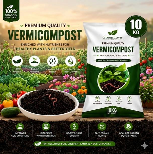 GreenLove Organic Vermi Compost for Plants and Nursery xcv Manure, Fertilizer, Potting Mixture