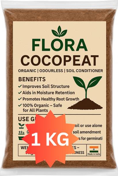 Flora Mart Cocopeat 1kg Fertilizer for Plants Potting Soil Mix Compost for Plants Ugaoo Potting Mixture, Fertilizer, Manure, Soil