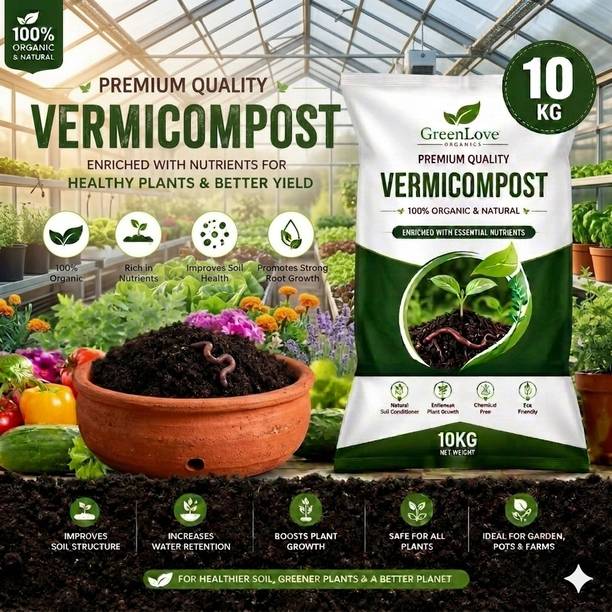 GreenLove Organic Vermi Compost for Plants and Nursery lxxxv Manure, Fertilizer, Potting Mixture