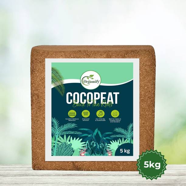Orgamify Cocopeat Block – 100% Organic, Plant-Loving Goodness! (5KG) Fertilizer, Potting Mixture