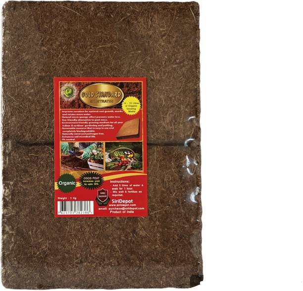 SiriDepot Coconut Coir Coco Peat 1 KG block Compost Cocopeat Fibre Pith Organic Soil brick Low EC Soil Soil