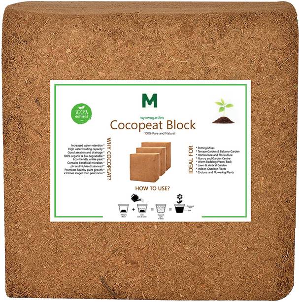 MyOwnGardening COCOPEAT 5KG BLOCK (CocoPeat or Coirpith or Coco fibre) for Kitchen Gardening Manure