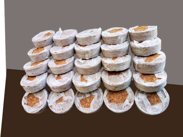 hinatanursery Cocopeat Discs - 45MM, 25 pcs, Coir, Seedling Discs, Hydroponic substrate Soil