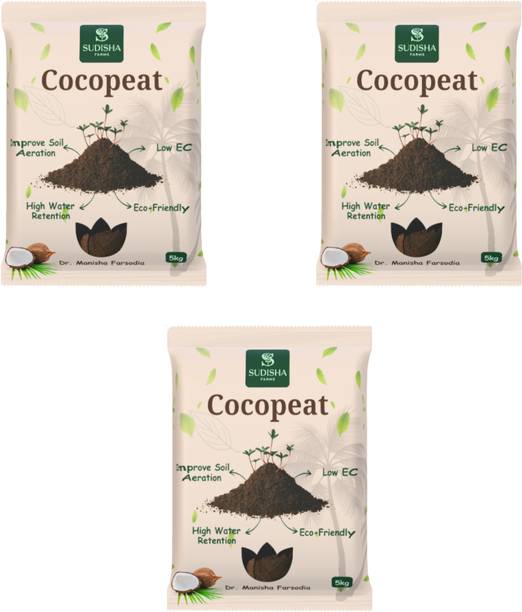 Sudisha Farms Premium Cocopeat Powder for Plants-Best for seed germination & hydroponics 15kg Fertilizer