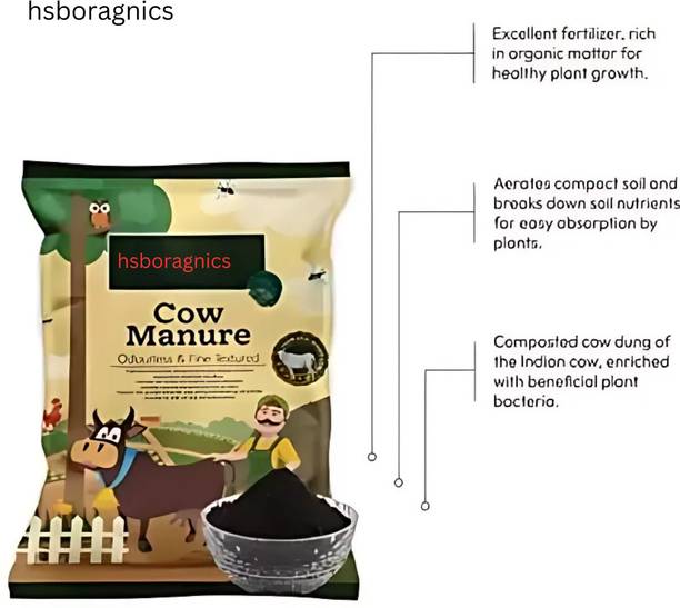 HSB Cow Dung Manure Fertilizer for Plants & Home Gardening – Organic Soil Enrichment Manure, Potting Mixture