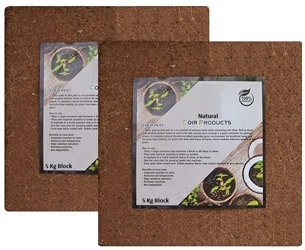 GoCoirpith Products Cocopeat powder(10Kg block)Coirpith Soil for kitchen and terrace garden Manure