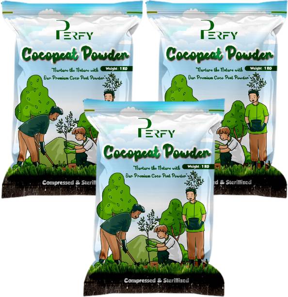 PERFY Cocopeat Powder for Home Gardening Plants-3KG Natural Fibres for Plotted Plants Potting Mixture