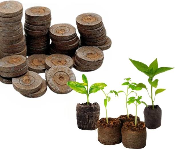 Cocogarden Coir Seed Germination Kit Gardening Netted Jiffy Root Plug Cocopeat Coin Pack 10 Soil, Manure, Fertilizer