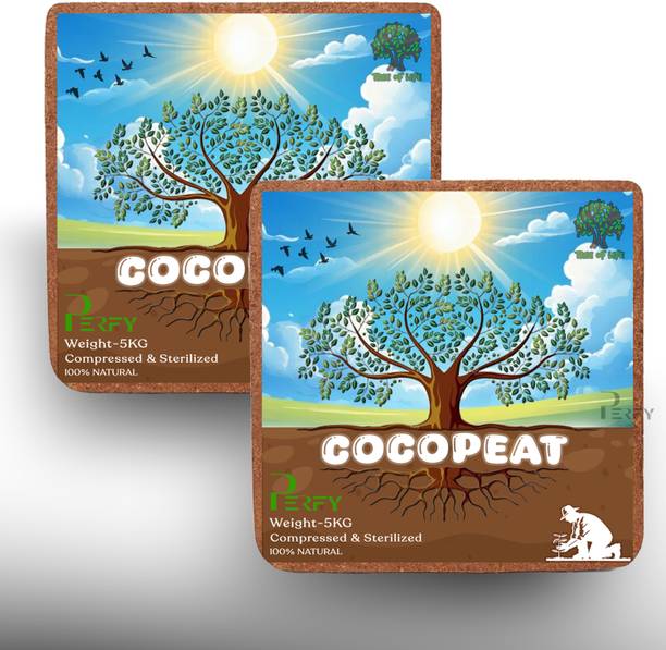 PERFY Cocopeat Block for Home Gardening Plants-10kg Coco Coir Fiber for Plotted Plants Potting Mixture
