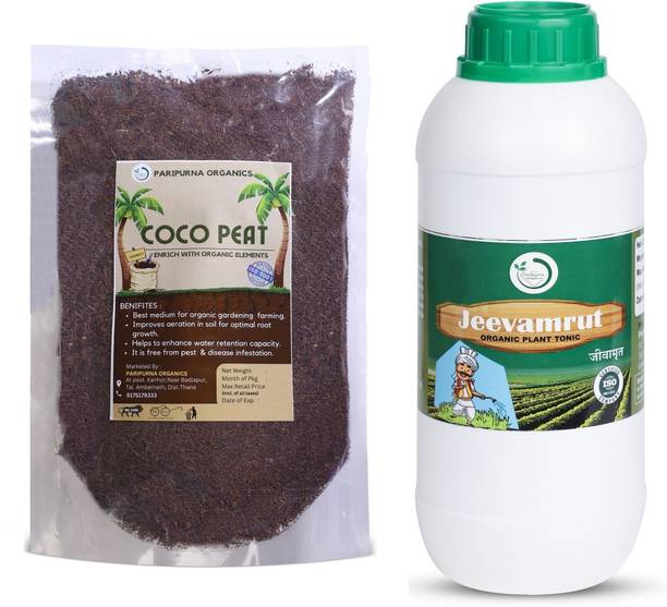Paripurna Organics Combo Pack of Cocopeat 1Kg Jeevamrut 1000ml For Home Gardening Fertilizer