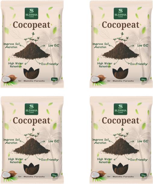 Sudisha Farms Premium Cocopeat Powder for Plants-Best for seed germination & hydroponics 20kg Fertilizer