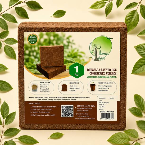 The Magic Soil CocoGrow 1Kg Organic Cocopeat Block Soil
