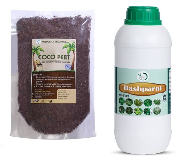 Paripurna Organics Combo Pack of Cocopeat 1Kg Dashparni 500ml For Home Gardening Fertilizer