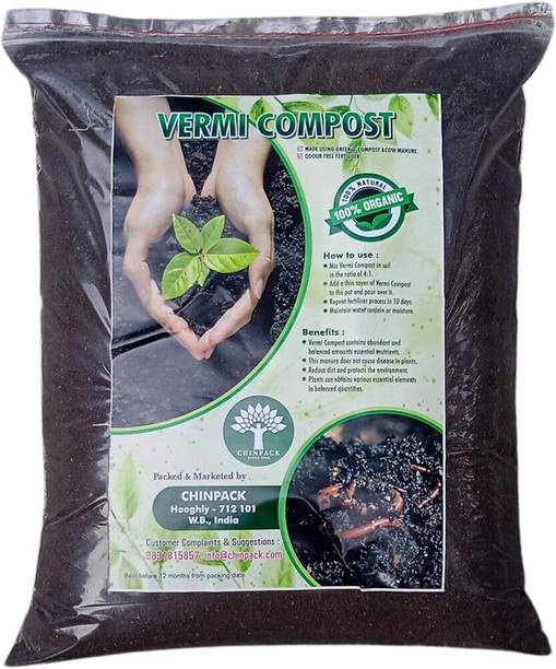 ATOM Agrotech Vermicompost 10kg Pack Organic soil Manure biofertilizer Manure, Manure