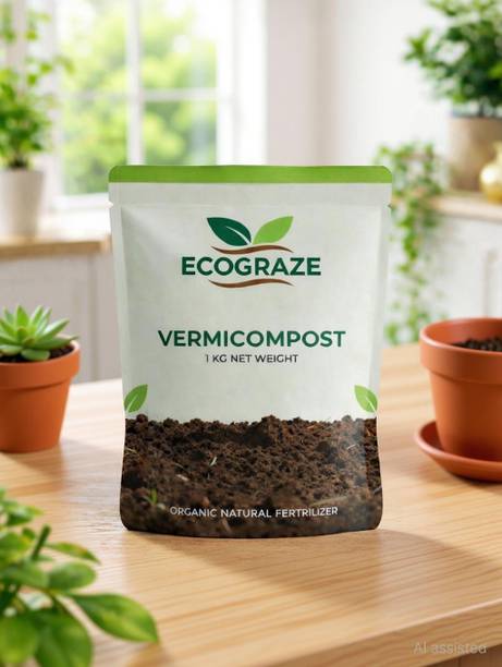 Ecograze Vermicompost Fertilizer Manure For Plants Nutrient-Rich Compost for Home Garden Fertilizer, Soil, Potting Mixture, Manure