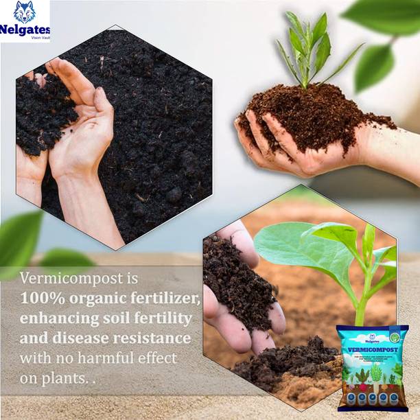 Nelgates Premium Vermicompost Fertilizer for Vegetables, Flowers & Fruits Fertilizer