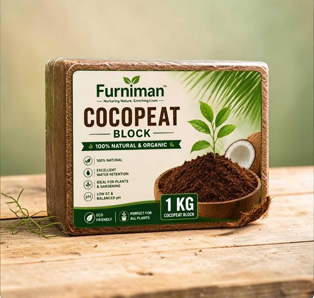 FURNiMAN Natural Coco Peat Block 1KG | Ideal for Seed Germination, Plants & Gardening Soil