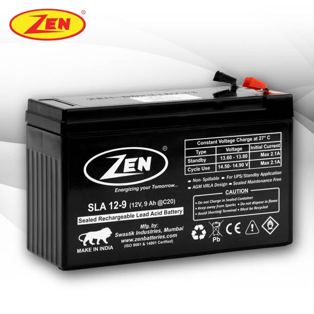Zen SLA 12-9 (12 Volts 9 Ah) SMF UPS Battery AGM Solar Battery