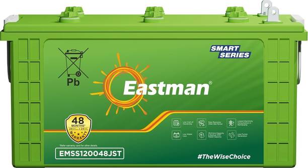 EASTMAN EMSS120048JST Jumbo Short Tubular | 120 AH Inverter Battery | Home and Office Flooded Solar Battery