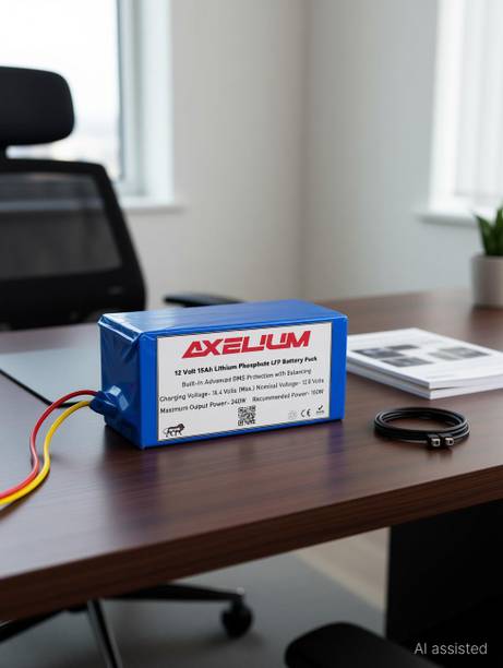 AXELIUM 12 Volt 15Ah Lithium Battery for Inverter, UPS, DIY Lithium Solar Battery