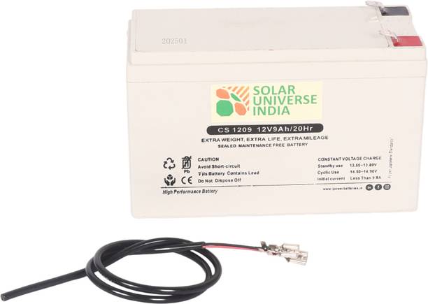SOLAR UNIVERSE INDIA SMF 12V 9ah Battery for 12V Bike, Solar, UPS, EV & Other (Largest) Applications AGM Solar Battery