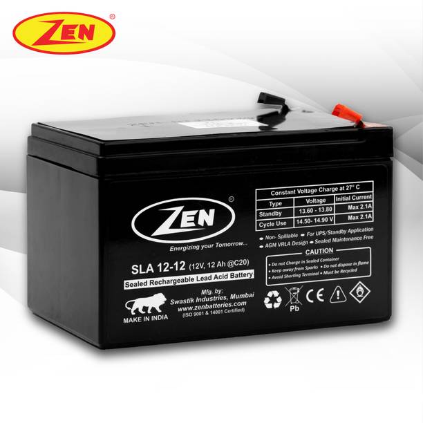 Zen SLA 12-12 (12 Volts 12 Ah) SMF UPS Battery AGM Solar Battery
