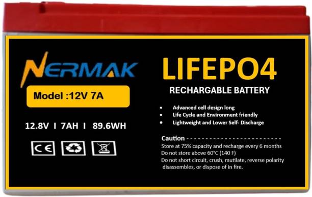 NERMAK LiFePO4 Battery, 12.8V 7Ah 89.6WH, Rechargeable Deep Cycle Battery Lithium Solar Battery