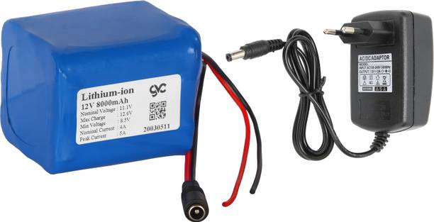 GVC 12V - 8Ah Lithium-ion Battery with Charger for E-Bike, AC-DC Inverter etc Lithium Solar Battery