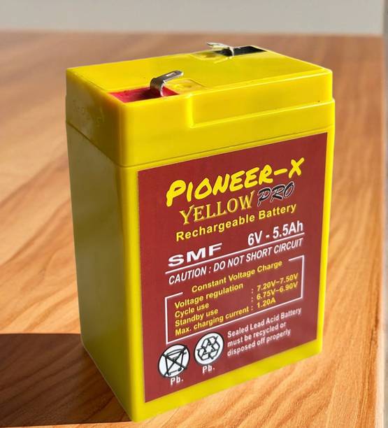 Pioneer-x YELLOW-PRO 6 Volt 5.5 Ampere for emergency light, weighing machine, toy car etc AGM Solar Battery