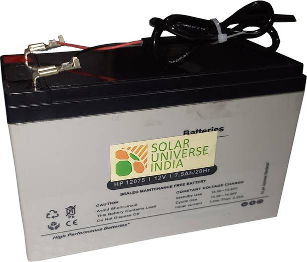 SOLAR UNIVERSE INDIA Sealed Maintenance Free 7.5ah SMF for 12V Bike, Solar, UPS, EV AGM Solar Battery