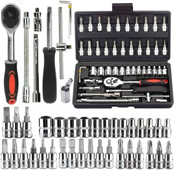 RACCOON High Quality 46pcs 1/4-Inch Socket Set Tool Ratchet Wrench tool Kit Household Hand Tool Kit