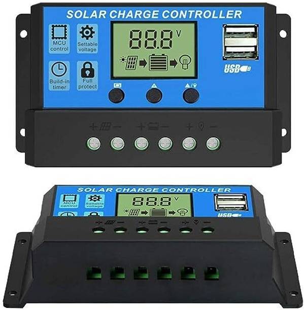 Flexa 10A 12V/24V Solar Charger Controller Battery Regulator Dual USB LCD Display PWM Solar Charge Controller