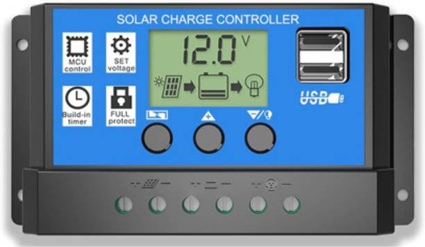 AMITOM 30A 12V/24V Solar Panel Charger Controller Dual USB LCD Display PWM A+ PWM Solar Charge Controller